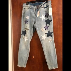 Loralette decorated jeans, size 14, new with tags